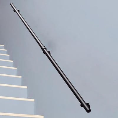 IJzeren trapleuning - Ronde buis - Veiligheid verhogen - Industrieel ontwerp - 150 cm - Zwart