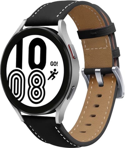 By Qubix - Geschikt voor Garmin bandje - Premium Leather bandje - Zwart - Geschikt voor Garmin Vivoactive 6 / 5 / 3 - Smartwatch bandje 20mm