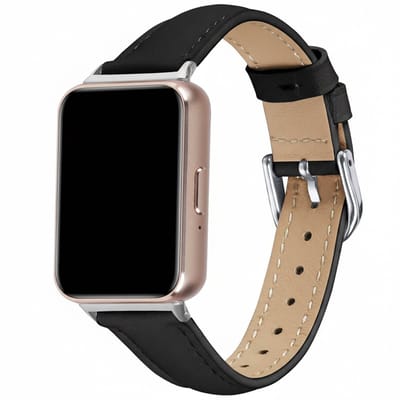 Leren bandje - geschikt voor Huawei Watch Fit 5 (PRO), Watch Fit 4 (Pro), Watch Fit 3 - leer met gespsluiting - zwart