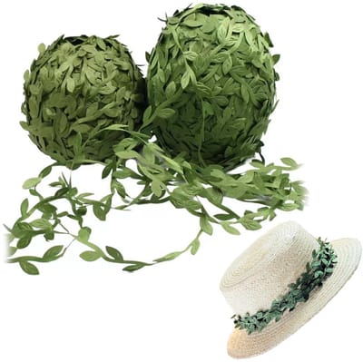 Dailygoods- Kunstrankenlint 2 Rollen - Groen Kunstbladlint - Duurzaam en Wasbestendig - Wanddecoratieband - Creatieve Versieringen - Perfect voor Handwerk - Decoratielint