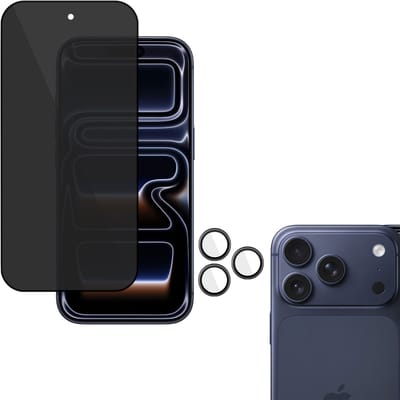 TechNow Privé Screenprotector + Camera Screen geschikt voor iPhone 17 Air Screenprotector - Privacy Beschermglas - Rounded - Privacy Proteqt+
