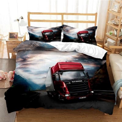 Scania Vrachtwagen Dekbedovertrek Set 3D Print Zacht Dekbedovertrek Microvezel Beddengoed Set Trendy Vrachtwagen Quilt Hoes Voor Kamerdecoratie 2/3 Stuks Us Full 200x230cm