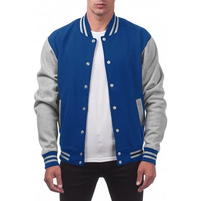 Heren Baseballjack Opstaande Kraag Lange Mouw Knoopsluiting Patchwork Kleur Jas met Zakken Herfst Winter Fleece Voering Casua XXL blauw