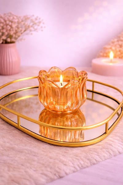 Tulp Waxinelichthouders met Parel Effect! | Viva Femme | Kaarsen | Decoratie | Cadeau | Wonen | Peach