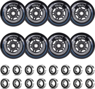 Set van 8 Inline Skate Wielen 76 mm 88A met ABEC 9 Lagers voor Binnen en Buiten Gebruik, Geschikt voor K2, Hudora en Meer