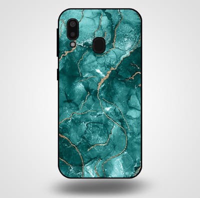 Smartphonica Telefoonhoesje voor Samsung Galaxy A20E met marmer opdruk - TPU backcover case marble design - Goud Groen geschikt voor Samsung Galaxy A20e