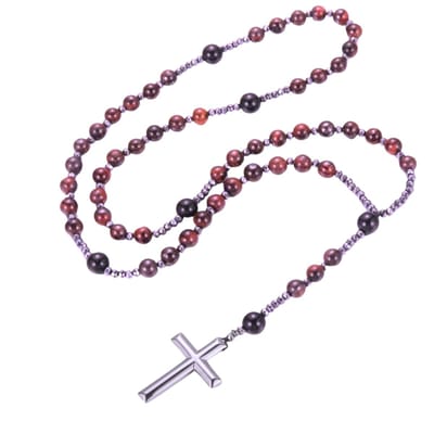 Rozenkrans -rood- natuursteen -zwart-Charme Bijoux