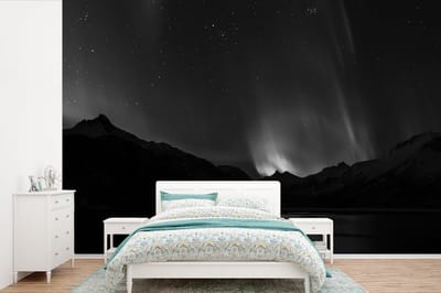 Behang - Fotobehang Bergen - Noorderlicht - Ruimte - Breedte 360 cm x hoogte 240 cm
