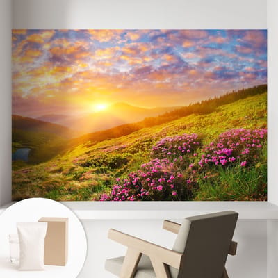 Coloray Behang - Bergachtig Westen Wanddecoratie - 104x70 cm - Groente Behang - Voor natuurliefhebbers en liefhebbers van prachtige uitzichten - Behang Voor de woonkamer, slaapkamer en kantoor - Muurbehang Landschappen