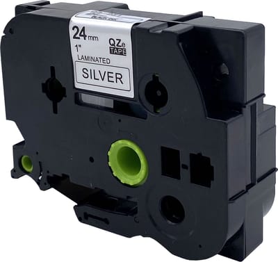 DULA Brother Compatible label tape- Tze-951 - 1 cassette - Brother P-Touch - Zwart op zilver - 24mm x 8m