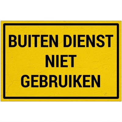Buiten dienst niet gebruiken bord | Sign Again materiaal | 18 x 12 cm