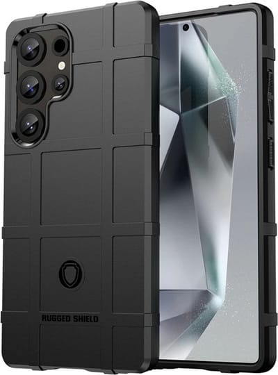 MobyDefend Hoesje - Geschikt voor Samsung Galaxy S25 Ultra - Rugged Shield TPU Backcover - Zwart