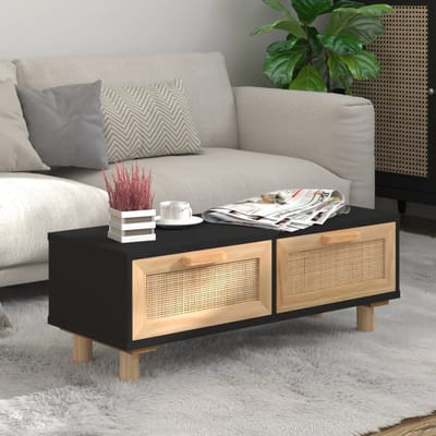 vidaXL - Salontafel - 80x40x30 - cm - bewerkt - hout - en - grenenhout - zwart