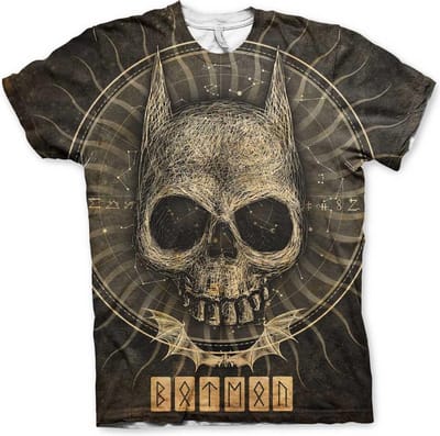 DC Comics Batman Heren Tshirt -2XL- Gothic Skull Allover Multicolours