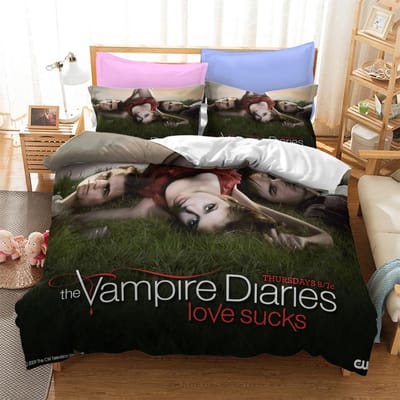 3D Geprint The Vampire Diaries Beddengoed Set Jongens Meisjes Twin Queen Size Dekbedovertrek Kussensloop Bed Kinderen Volwassenen Huis Textiel EU single(135x200cm)