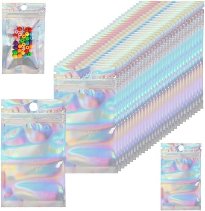Holografische zakjes voor snoep, 100 stuks, 6x10 cm, ideaal voor feestjes en cadeaus