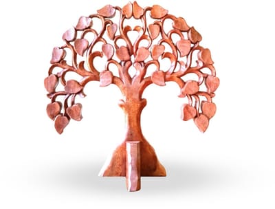 Ancient Wisdom - Kandelaar - Multicolor houten kaarsenstandaard 30 cm - Albesia-hout - decoratie - kerkkaarsen - vintage - kaarsenhouder - interieur - sfeerverlichting
