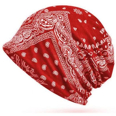 Zachte Stretch Slouchy Muts voor Mannen en Vrouwen met Paisley Bandana Patroon Casual Skull Cap Voor Buiten en Street Style brown