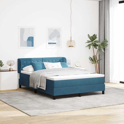 vidaXL - Boxspring - bed - met - hoofdeinde - Donkerblauw - 140 - x - 200 - cm - Fluweel