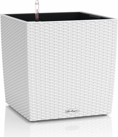 LECHUZA CUBE Cottage 30 - Plantenbak - met uitneembare binnenbak - met bewateringssysteem - ALL-IN-ONE set met LECHUZA-PON - wit