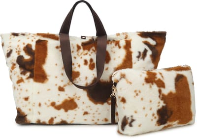Giuliano kunstlederen handtas met binnen tas Kaoline - Dames - Koe print vacht