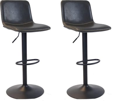 Bronx71® Industriële Barkruk Texas leer antraciet 60 - 76 cm - draaibaar - Barkrukken set van 2 - barstoel