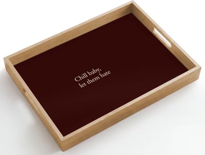 Dienblad hout 50x35 cm - Schootdienblad - Tekst - Rood - Minimalistisch - Borrelplank rechthoek - Plateau dienbladen