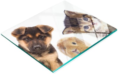 Decoratieve glazen snij- en serveerplank met dierenmotief, 60x52 cm