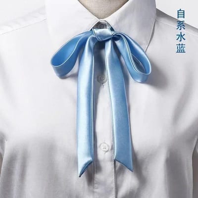 Koreaanse Kleine Strik Vlinderdas College Stijl Schooluniform Shirt Accessoires Heren Dames Lange Sectie Streamers Kragen Bloemen CN waterblauwe kleur