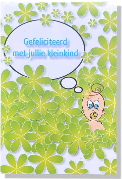 Gefeliciteerd met Jullie Kleinkind! - Luxe Geboortekaartje Kleinkind - 12x17cm - Gevouwen wenskaart met envelop