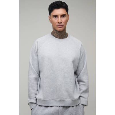 Tall Essential Oversized Boxy Fit Raglan Sleeve Sweater | Grey Marl | Size Small
