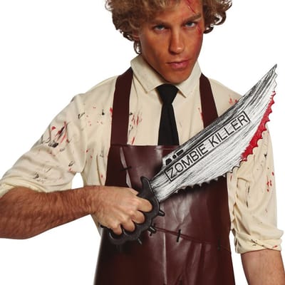 Horror mes met bloed - groot - 50 cm - kunststof - hakmes - Halloween thema