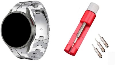 Strap-it Smartwatch band + Toolkit - Stalen Special horlogeband - geschikt voor Samsung Galaxy Watch 7 (40 & 44mm) / Galaxy Watch 6 (Classic) / Galaxy Watch 5 / Galaxy Watch 5 Pro / Galaxy Watch 4 / Galaxy Watch 4 Classic / Watch FE - zilver