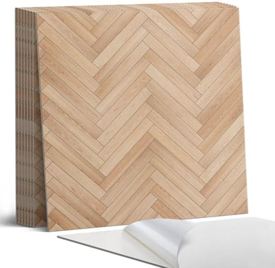 Coloray Plaktegels - Visgraat vloerpatroon Portugese Tegels - 30 cm x 30 cm - Beige Plaktegels - 9 stuks - Vierkant PVC Tegels - Plaktegels Keuken - Zelfklevende Vloertegels - Vinyl Tegels - Zelfklevende Tegels