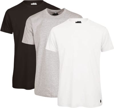 Basic t-shirt - zwart/wit/heather grey - 3XL - soBAD. | 3-pack | Unisex | Regular fit | Katoen | Shirt heren
