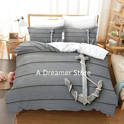 Blue Anchor Quilt Cover Anchor Comfortable Duvet Quilt Cover Pillowcase Bedding Set Children Bedroom Decoration Home Textile 70x133cm