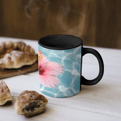 Magische Mok - Foto op Warmte Mokken - Koffiemok - Hibiscus - Water - Roze - Magic Mok - Beker - 350 ML - Theemok