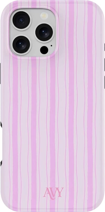 AVY Hoesje geschikt voor Apple iPhone 16 Pro | Pink Horizon | Strepen | Roze | Hard Shell Back Cover | Compatibel met MagSafe & Qi2