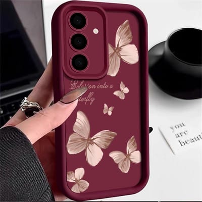 Coque Souple en TPU Papillon Doré Pour Samsung Galaxy A55 A54 A15 A14 A16 A35 A53 A25 5G S25 S24 S23 S22 Ultra Plus S23 FE Housse de Téléphone For Samsung S24