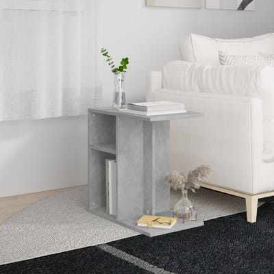 vidaXL - Bijzettafel - 50x30x50 - cm - bewerkt - hout - betongrijs