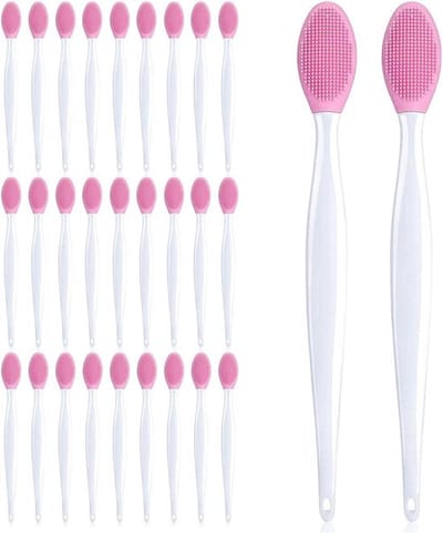 Cocoplus -Siliconen Exfoliërende Lip Borstel - Dubbelzijdig - Scrubber - Zachte Reiniging - Gezicht - Applicator - Roze - Geschikt voor Lippenverzorging - 24 Stuks.