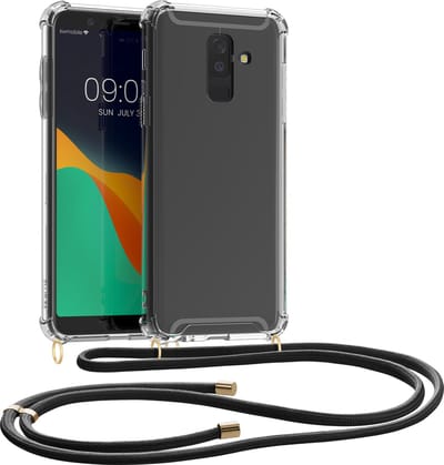 kwmobile telefoonhoesje geschikt voor Samsung Galaxy A6+/A6 Plus (2018) - Hoesje met telefoonkoord - Back cover in transparant / zwart