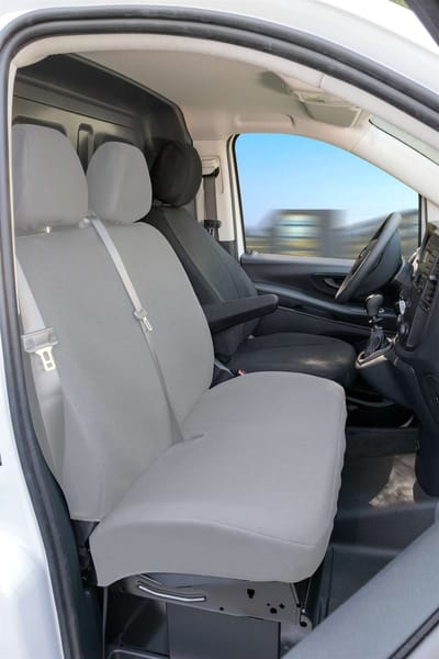 Walser Autostoelhoes Transporter Fit van stof antraciet geschikt voor Mercedes-Benz V-Klasse 447 - 1 enkele zitplaats voorin (armleuninguitsparing rechts)