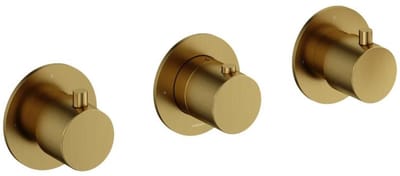Hotbath Cobber - Afbouwdeel voor Inbouw Douchethermostaat - 2 Stopkranen - Geborsteld Messing Pvd - V02