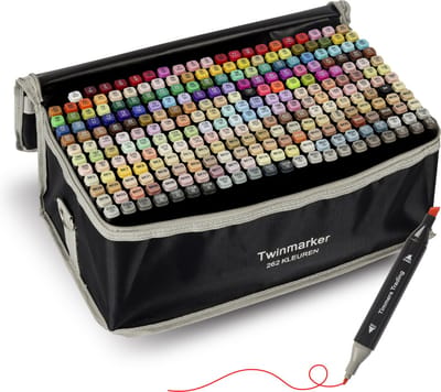 Timmers trading Twinmarkers 262 stuks - Professionele alcohol markers - Dubbelzijdige dual tip markers - alcohol stiften - markeerstiften
