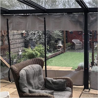 Buiten Zeil Gordijn - Terras Gordijn Waterdicht - Pergola Beschermen - Met Rits Deur - 5 x 25 m - Grijs