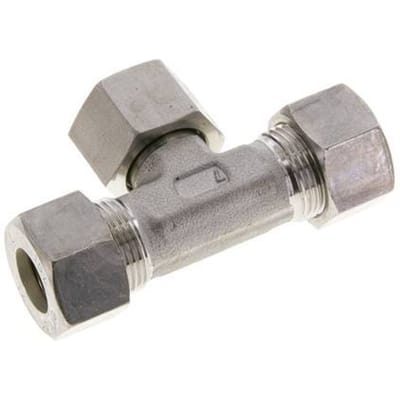 15L RVS T-stuk Knelfitting Draaidoorvoer 315bar FKM Verstelbaar ISO 8434-1