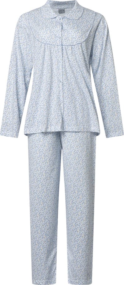 Lunatex - klassieke dames pyjama 124245 - 100% katoen - blauw - maat M