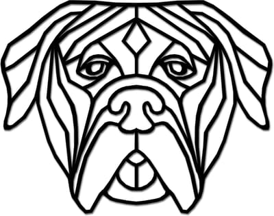 Hout-Kado - Boerboel - Medium - Zwart - Geometrische dieren en vormen - Houten Wanddecoratie