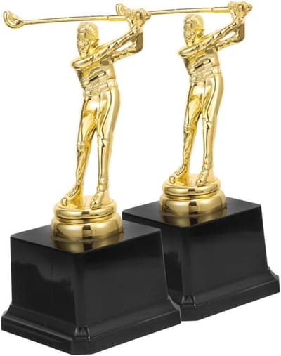 Golftrofee Beker - Gouden Prijs - Sportwedstrijd Prijs - Graveerbaar Plastic - 17 cm Lengte - Goud